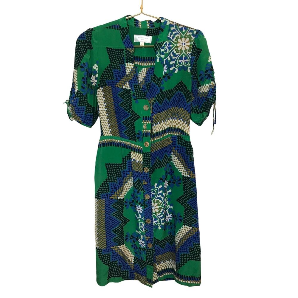 Moulinette Souers Anthropologie Silk Rainforest Morning Print Shirt Dress 2